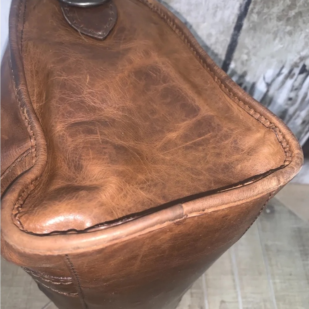 🤎🧡Frye Melissa Satchel Crossbody Bag Distressed Leather-Cognac-$388 - Picture 9 of 14